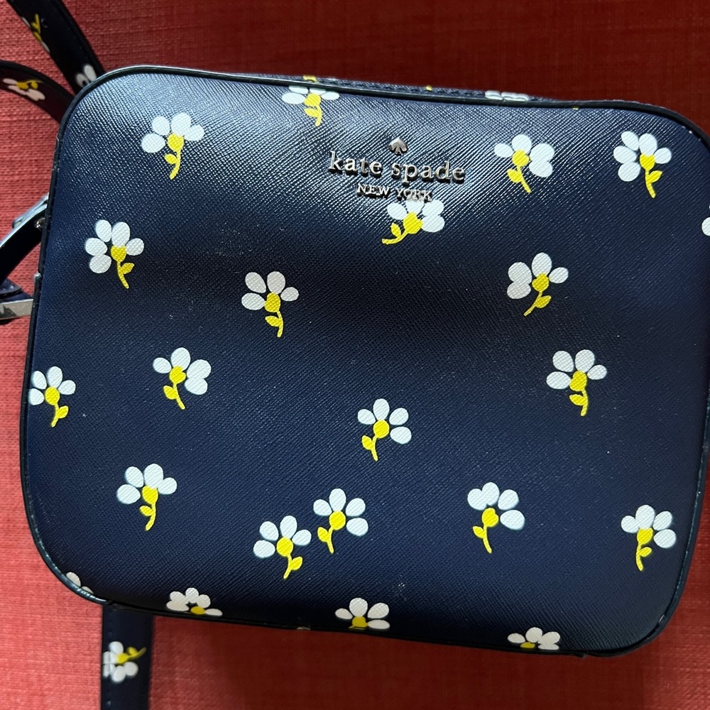 Kate Spade Navy Bag with White and Yellow Floral Design